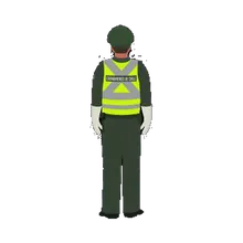 carabinero visto de espalda (deténgase)